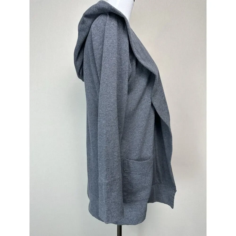 ANN TAYLOR LOFT‎ Cardigan XS Open Front Hooded Cotton Blend Gray Classic
